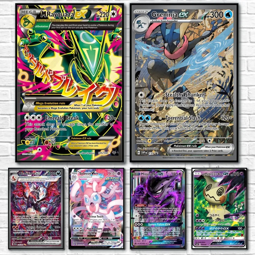 Rayquaza Greninja Sylveon Charizard Card Poster Sticky Wall Art Printing Waterproof Home Living Bed Room Bar Aesthetic Decor Rayquaza Greninja Sylveon Charizard Card Poster Sticky Wall Art Printing Waterproof Home Living Bed Room Bar Aesthetic Decor
